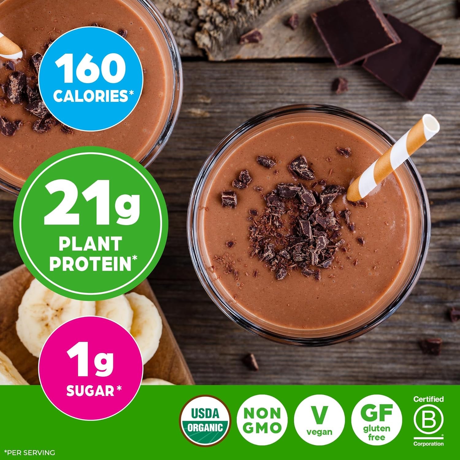 Organic Vegan Protein + 50 Superfoods Powder, Creamy Chocolate Fudge - 21G Plant Based Protein, 9G Prebiotic Fiber, No Lactose, Gluten Free, No Added Sugar, 2.02 Lb (Packaging May Vary)